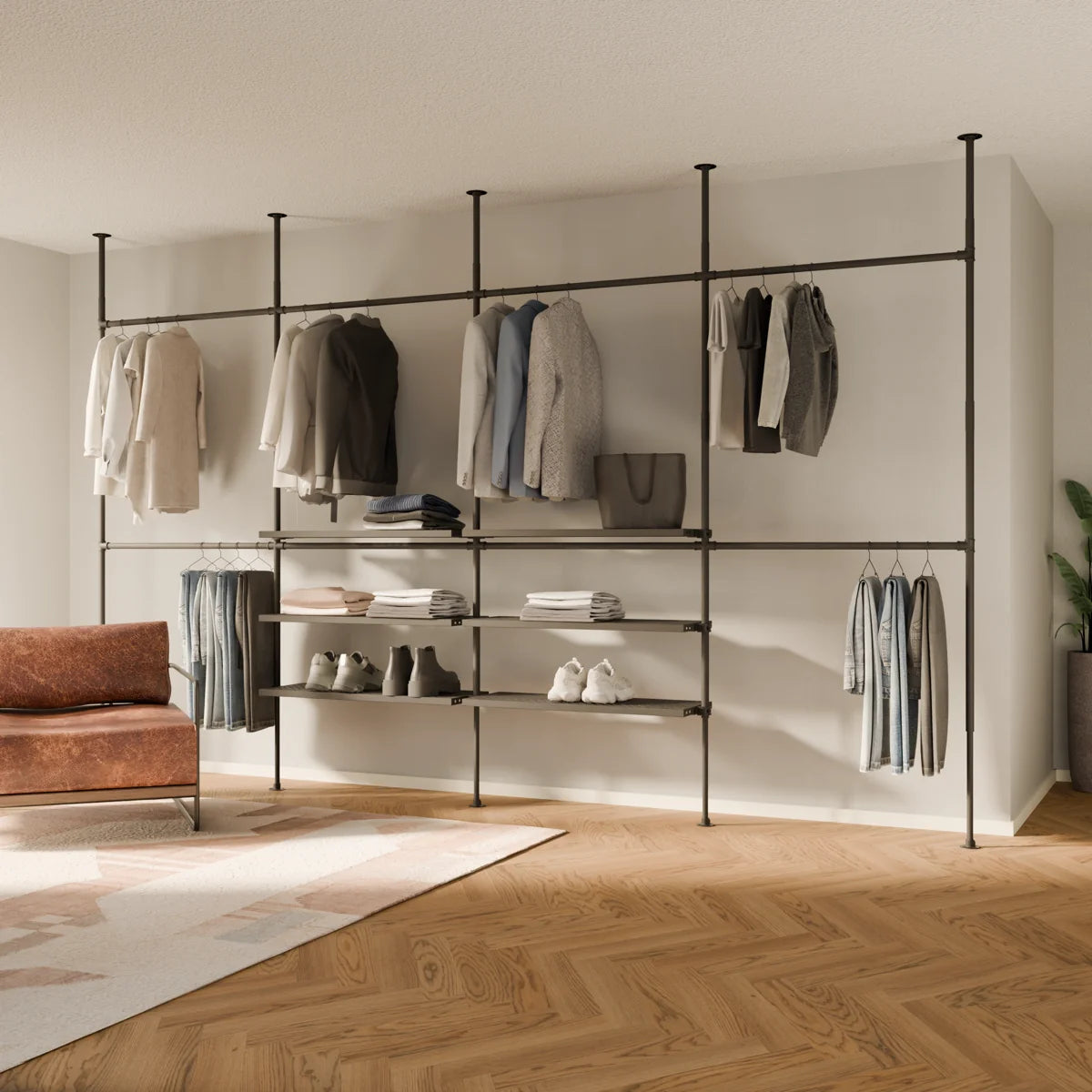 LOFT 4 METAL – 6 hyllplan i mitten