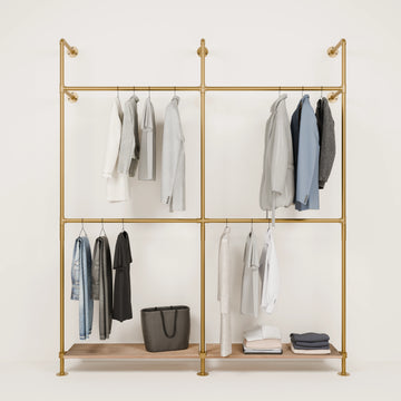 KIM DOUBLE 2 OAK – 2 hyllplan under | guld