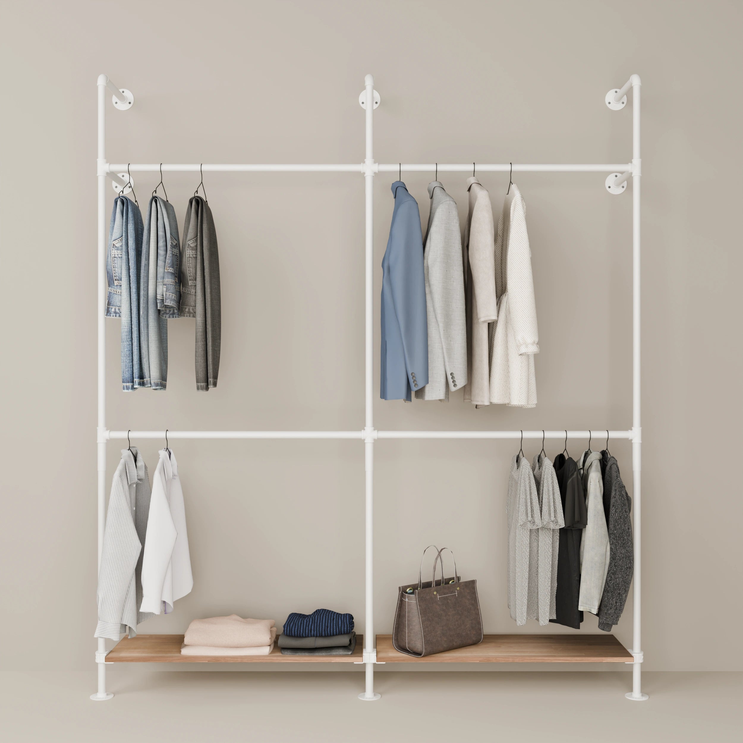 KIM DOUBLE 2 OAK – 2 hyllplan undertill | vit