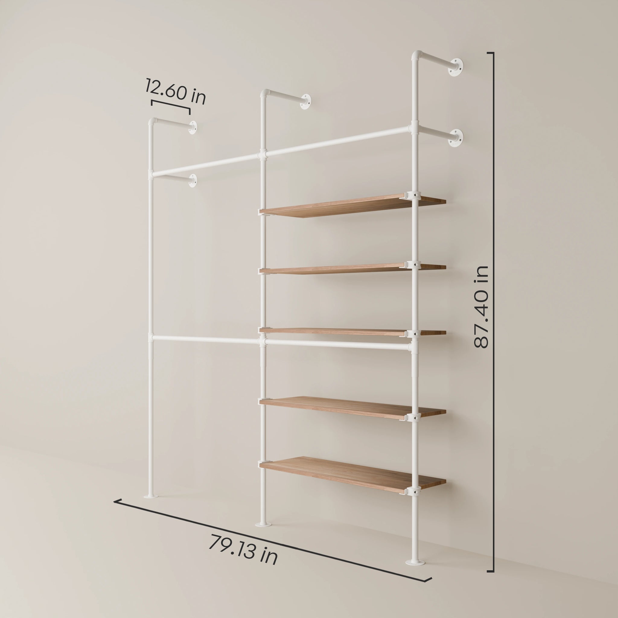 KIM DOUBLE 2 OAK – 5 shelves on the right | white