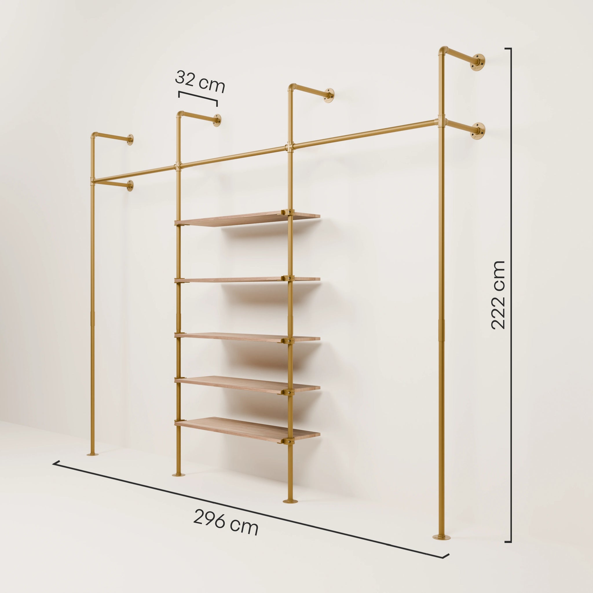 KIM 3 OAK – 5 shelves | gold