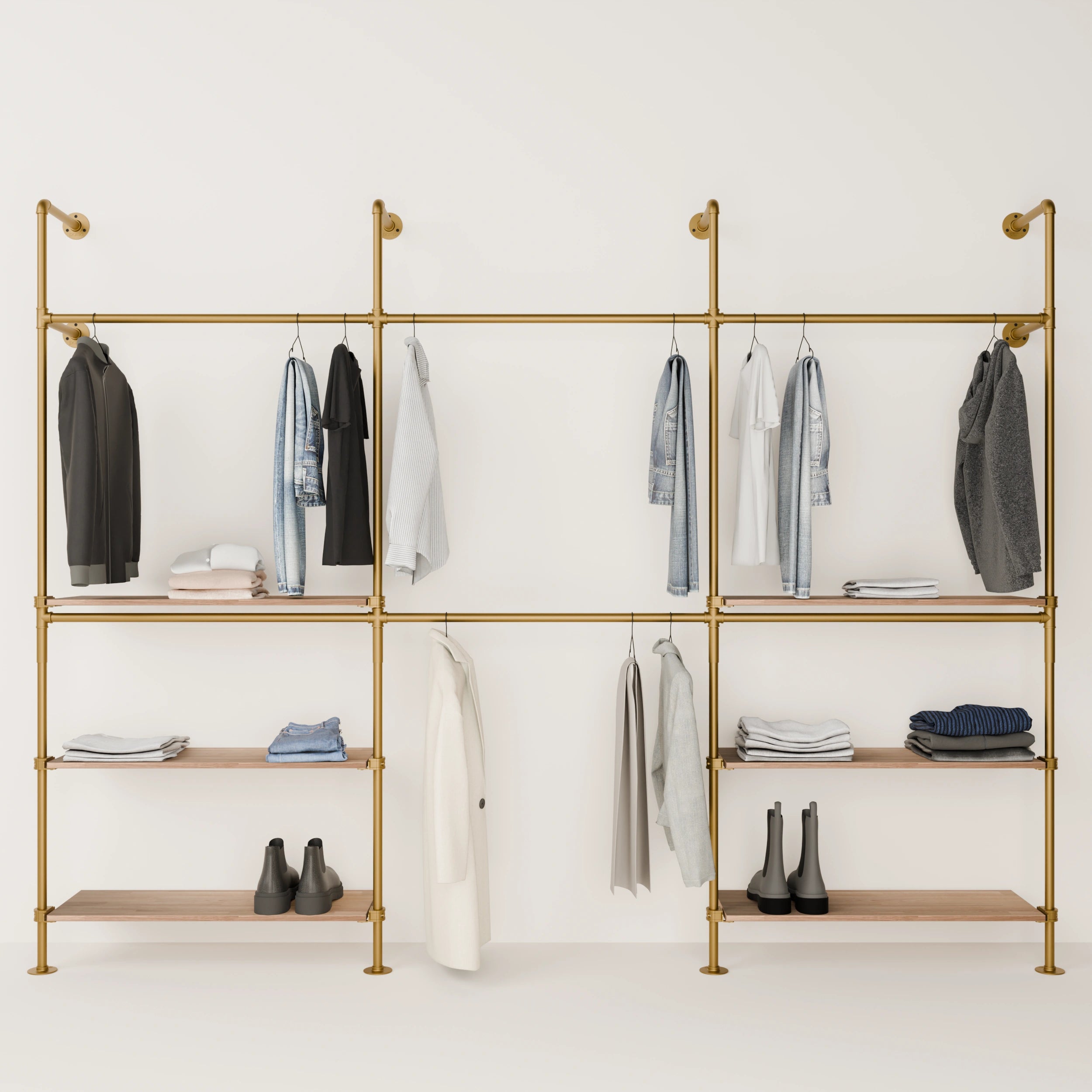 KIM DOUBLE 3 OAK – 6 hyllplan under | guld