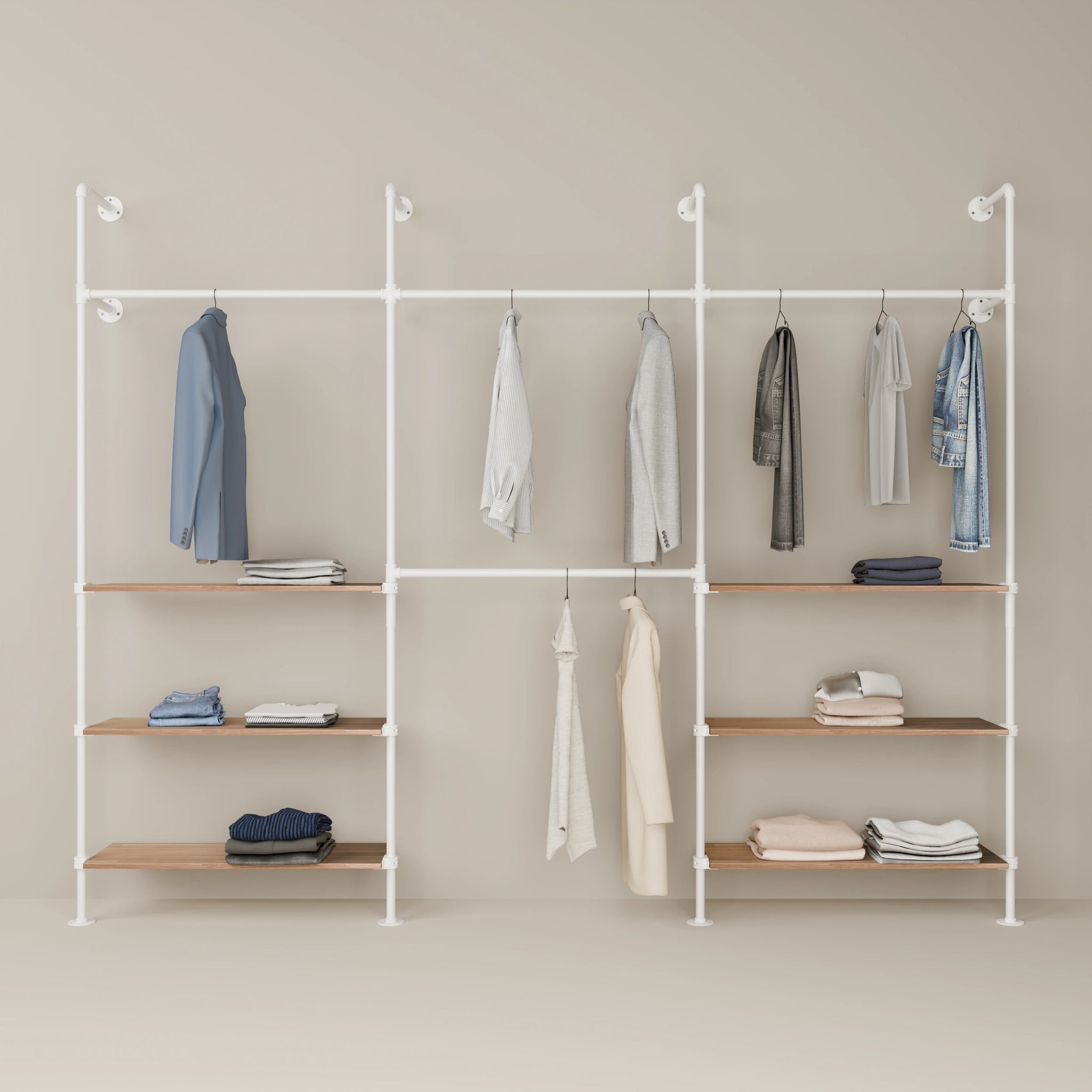 KIM DOUBLE 3 OAK – 6 shelves at the bottom | white