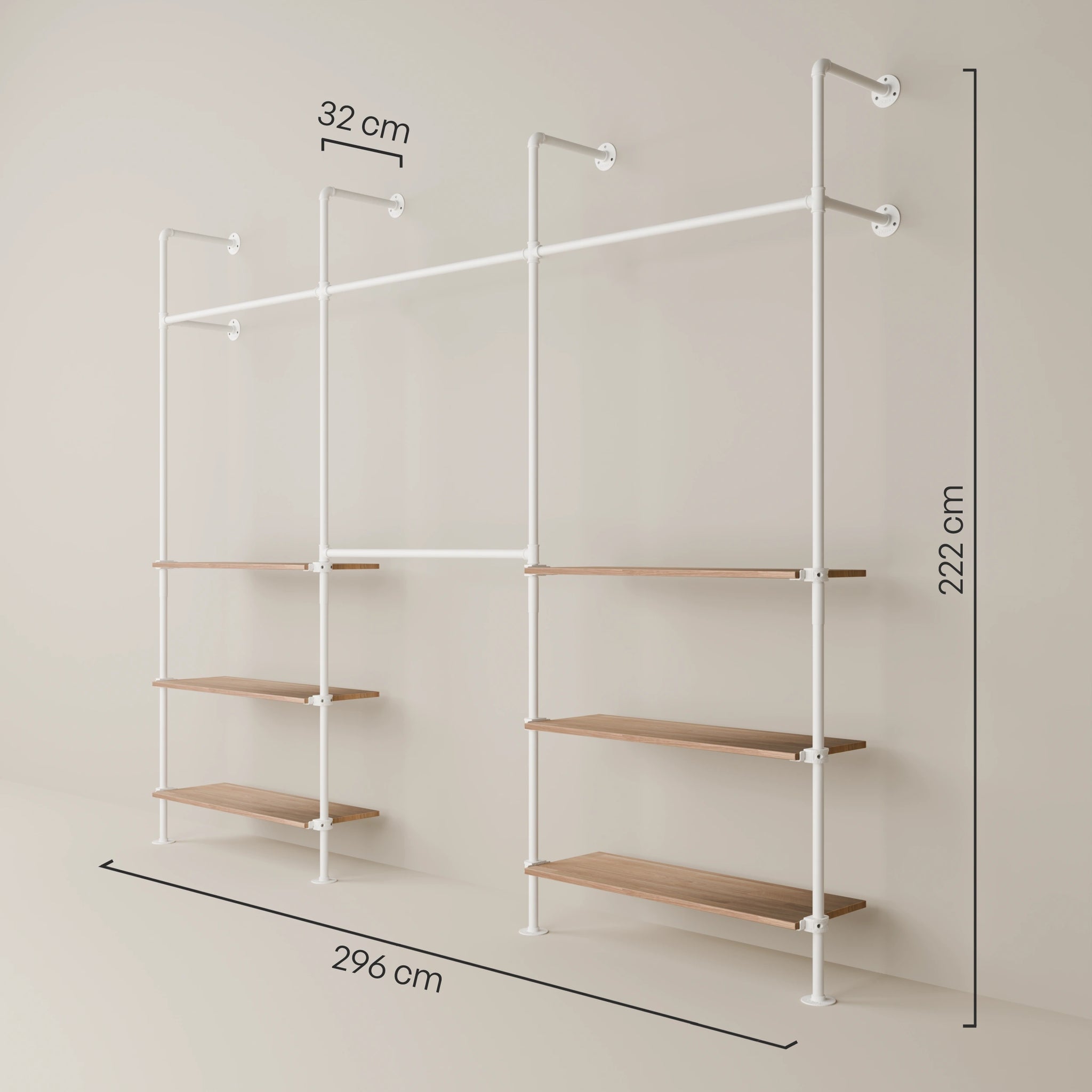 KIM DOUBLE 3 OAK – 6 shelves at the bottom | white