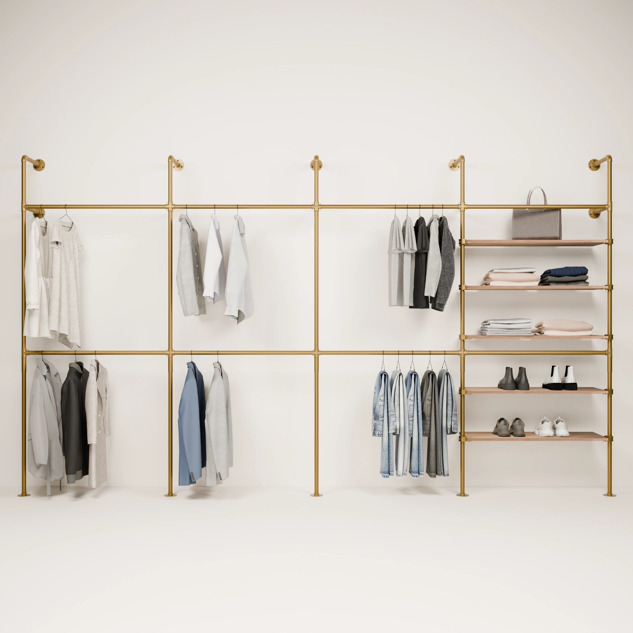 KIM DOUBLE 4 OAK –  5 shelves | gold