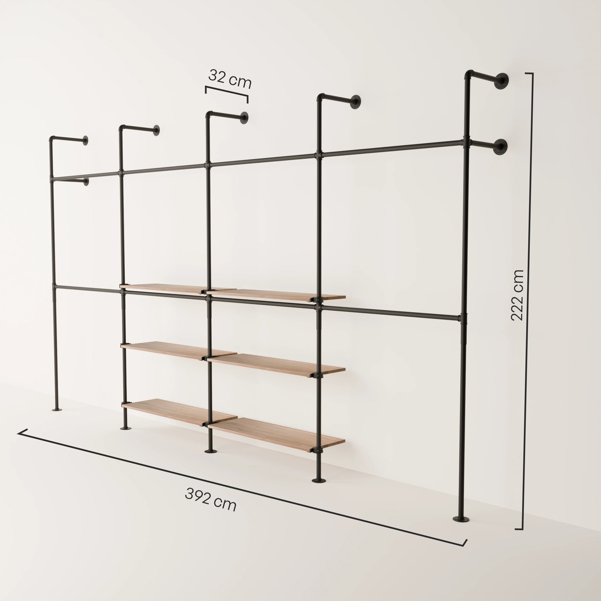 KIM DOUBLE 4 OAK –  6 shelves in the centre