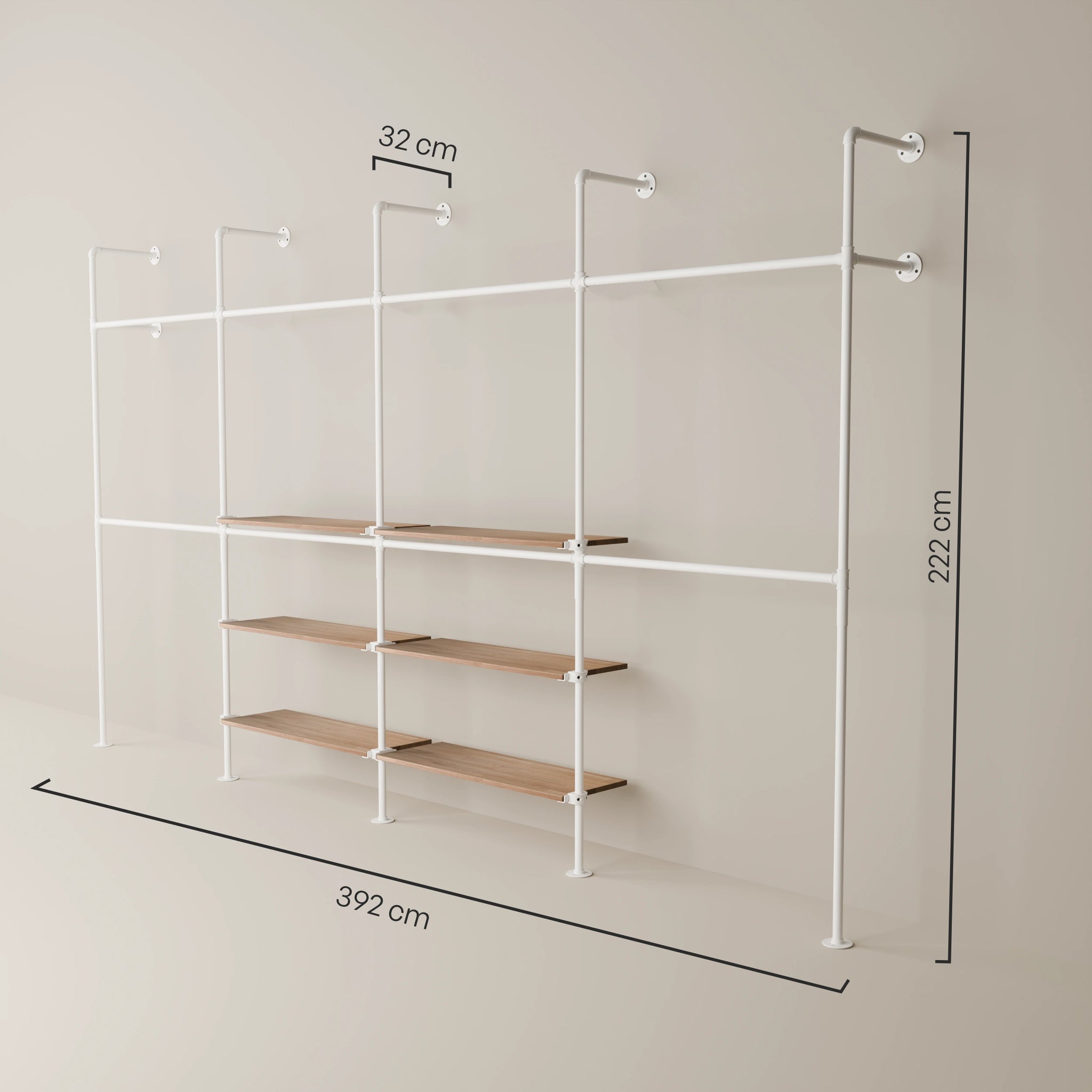 KIM DOUBLE 4 OAK – 6 center shelves | white