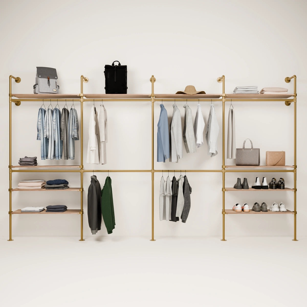 KIM DOUBLE 4 OAK –  10 top shelves | gold