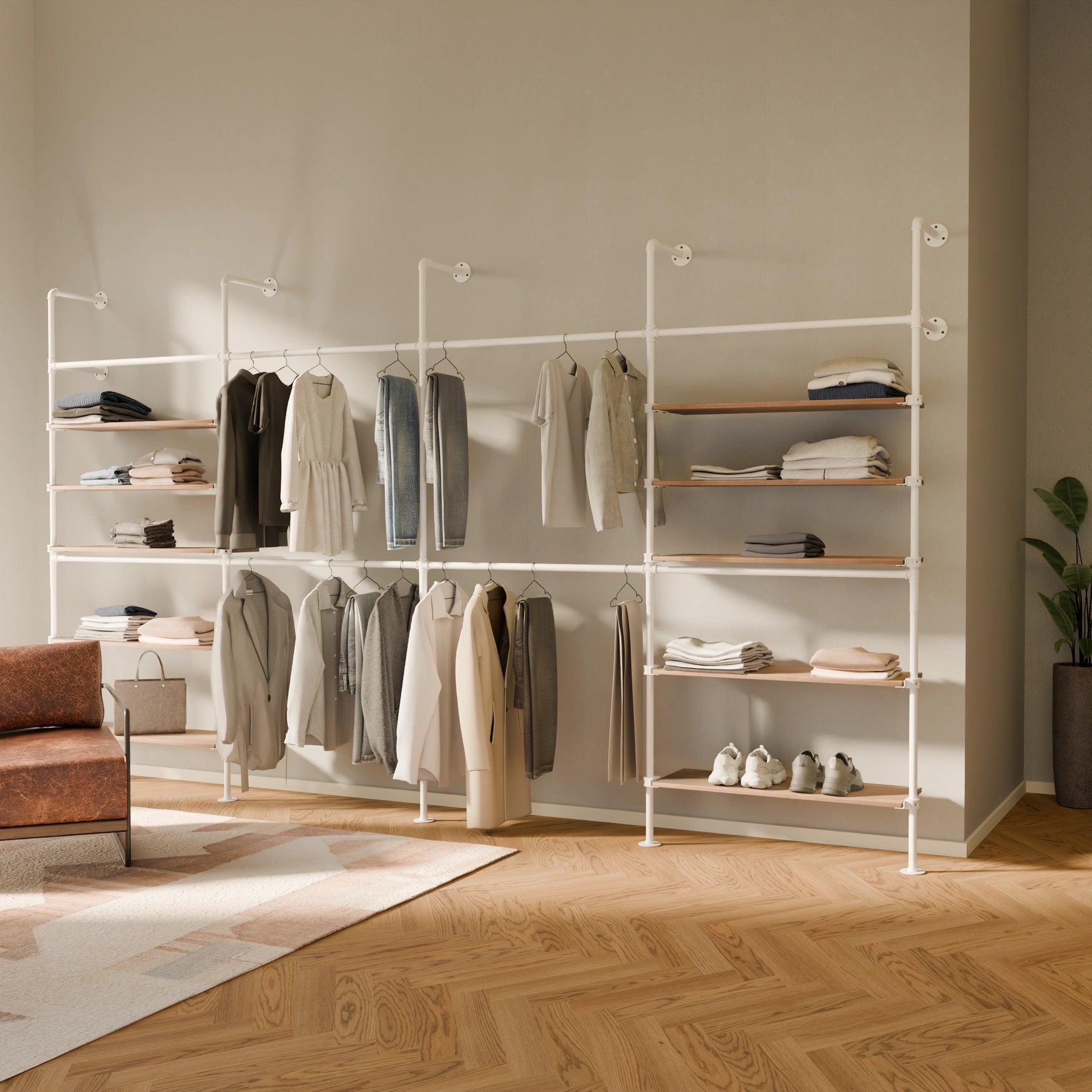 KIM DOUBLE 4 OAK –  10 shelves | white